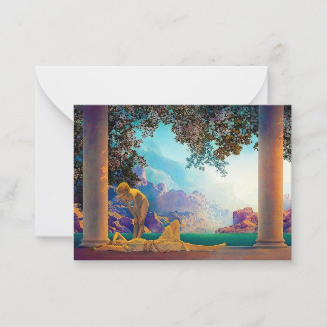 Daybreak, 1922 by Maxfield Parrish Note Card (Front)