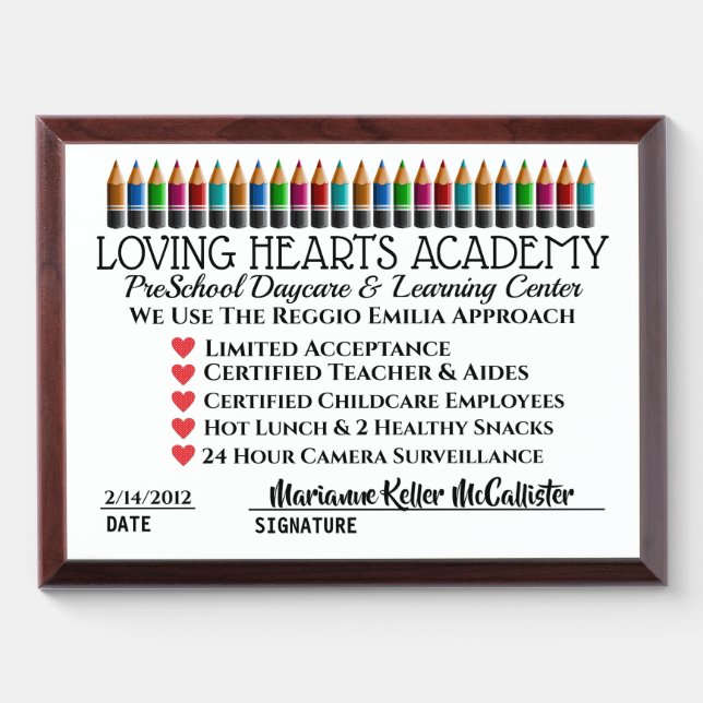 Daycare Academy Award Plaque (Horizontal)