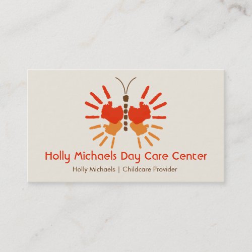 Daycare / Babysitter Butterfly Handprints Business Card