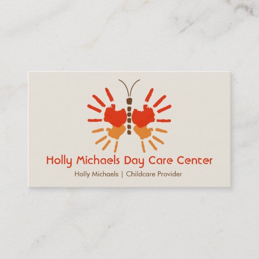 Customizable Daycare / Babysitter Butterfly Handprints Business Card
