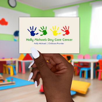 Daycare / Babysitter Handprints Business Cards by JillsPaperie at Zazzle