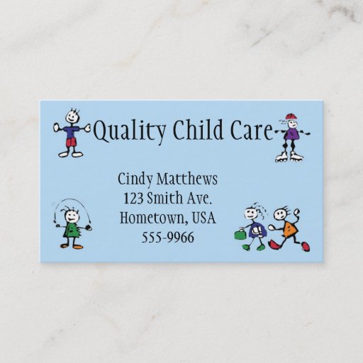 Customizable daycare, babysitting, child care business card