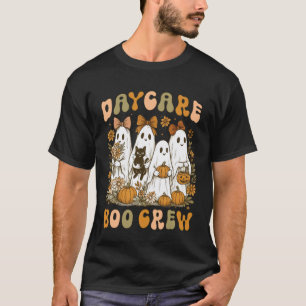 Daycare Boo Crew Girly Halloween Floral Ghost Cat  T-Shirt