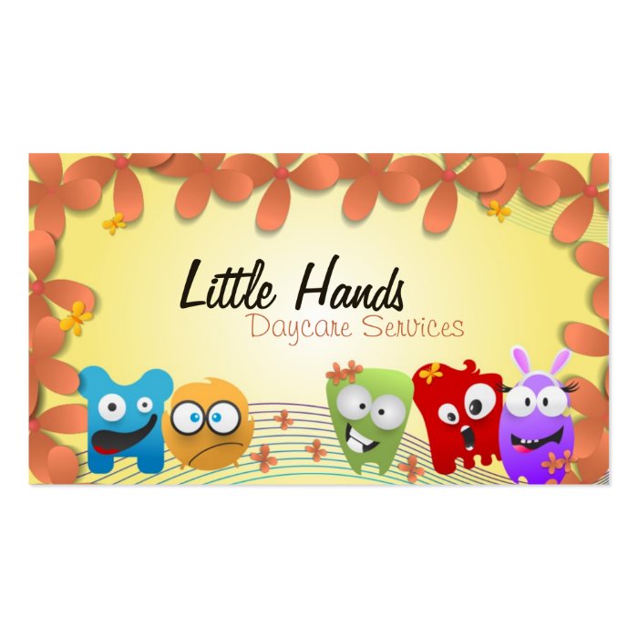 Daycare Business Card   Colorful Little Monsters