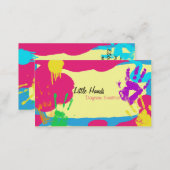Daycare Business Card - Colorful Paint Hand Prints (Front/Back)