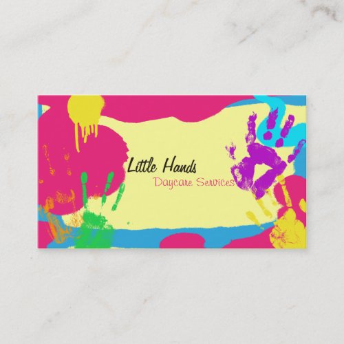 Daycare Business Card _ Colorful Paint Hand Prints