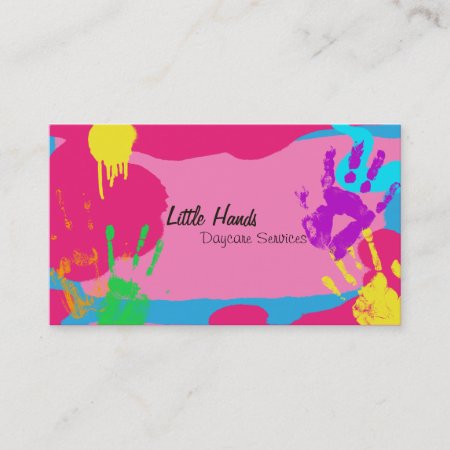 Daycare Business Card - Colorful Paint Hand Prints