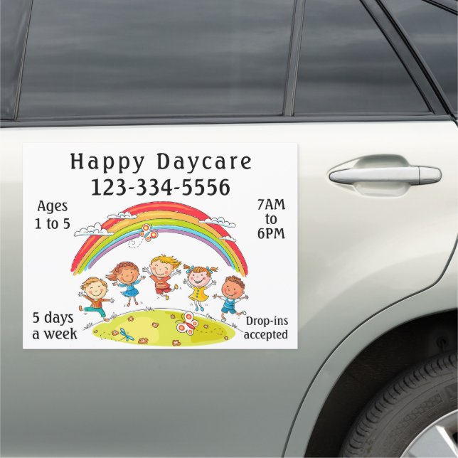 Daycare Business Preschool Kids Personalize Car Magnet (In Situ)