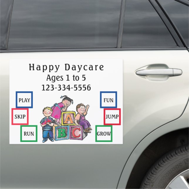 Daycare Business Preschool Logo Car Magnet (In Situ)