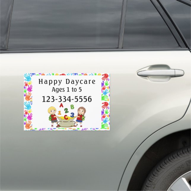 Daycare Business Preschool Logo Car Magnet (In Situ)