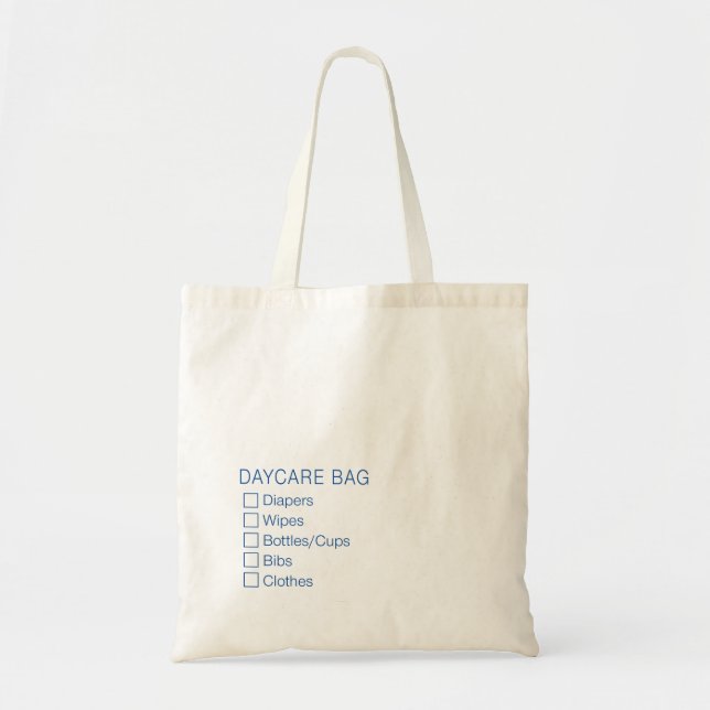 Daycare Checklist Bag in Blue (Front)