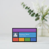 Daycare Child Care - Colorful Tiles Creative Business Card (Standing Front)