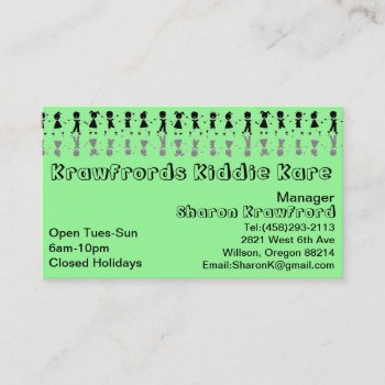 Daycare Childcare Babysitting Business Card by crystaldream4u at Zazzle