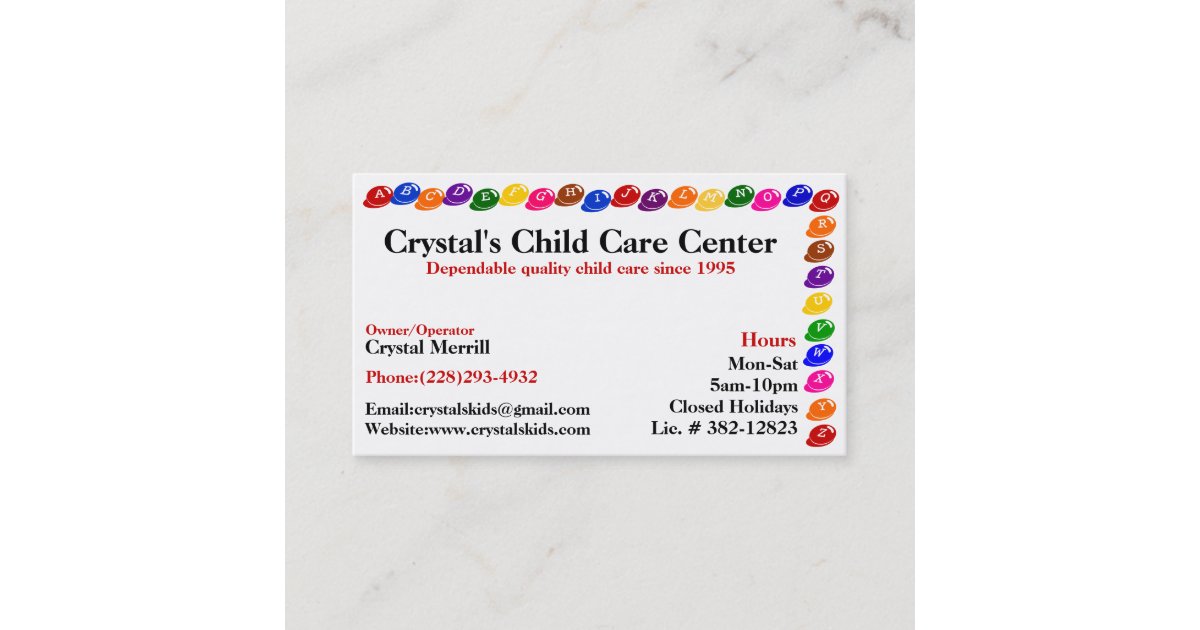 Daycare Childcare Babysitting Business Card