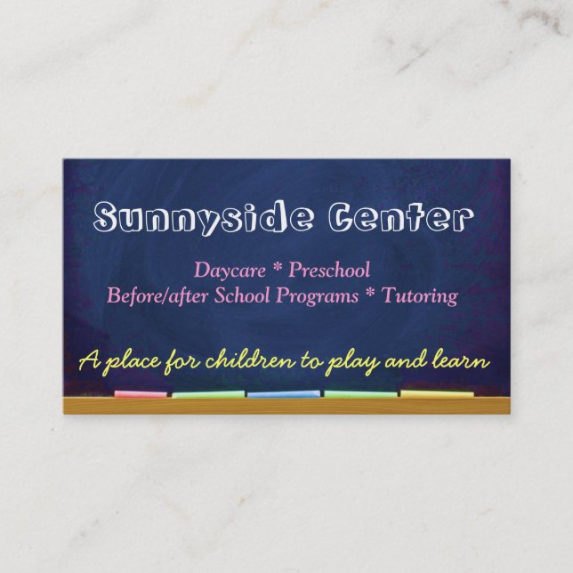 Daycare Childcare Chalkboard Business Card (Front)