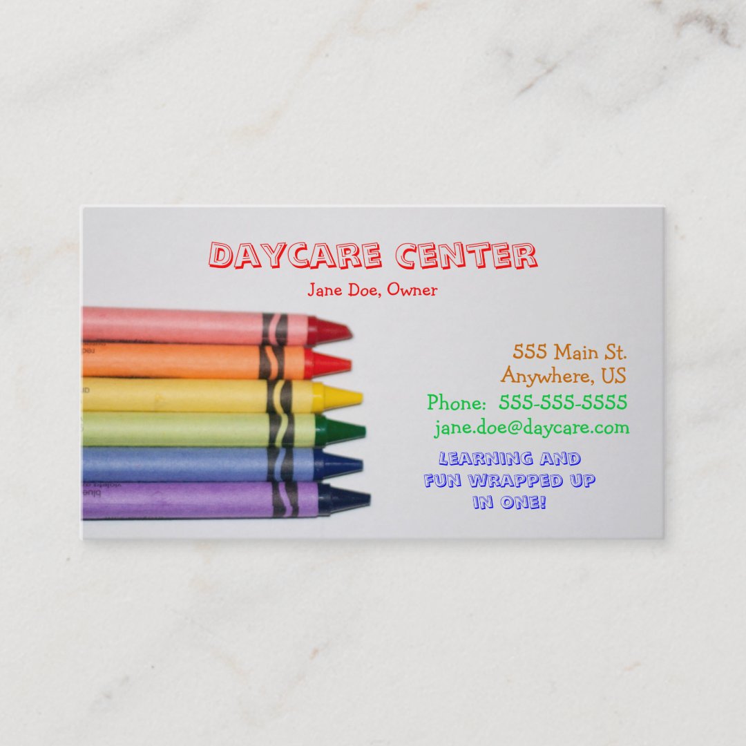 Daycare Crayons Template Business Card | Zazzle