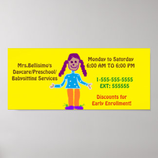 Daycare/Preschool Poster Sign. Customizable