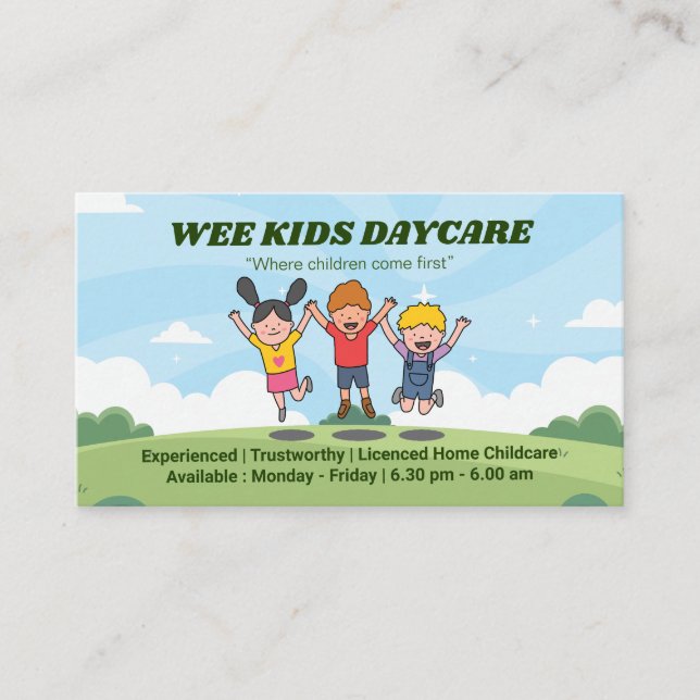 Daycare Professional Business | Happy Kids Business Card (Front)