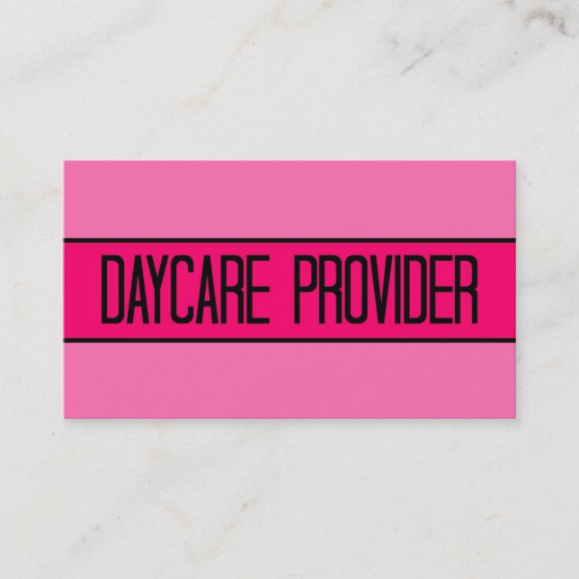 Daycare Provider Baby and Hot Pink Business Card (Front)