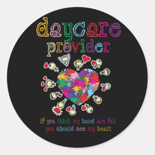 Daycare Provider Childcare Cute Heart Teacher Classic Round Sticker