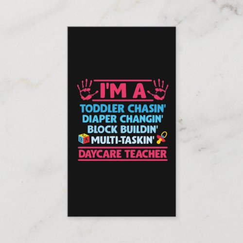 Daycare Teacher Diaper Toddler Childcare Worker Business Card