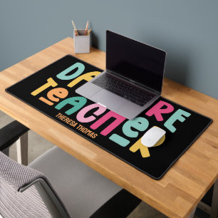 Daycare Teacher Fun Colorful Text Desk Mat
