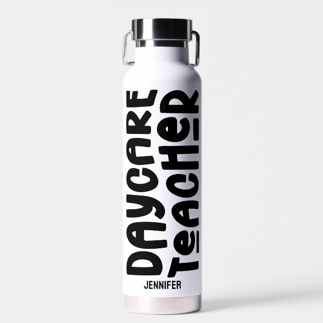 Daycare Teacher Minimalist Typography Water Bottle (Front)