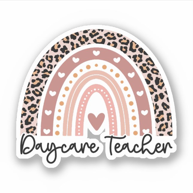Daycare Teacher Rainbow, Child Care, Teacher Gifts Sticker (Front)