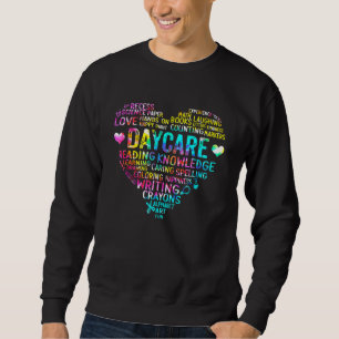 Daycare Team Tie Dye Heart Back To School Sweatshirt