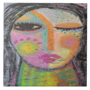 Daydream Abstract Acrylic Painting on OSB Board Ceramic Tile