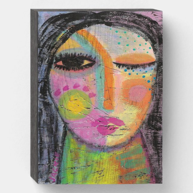 Daydream Abstract Acrylic Painting on OSB Board Wooden Box Sign (Front Vertical)