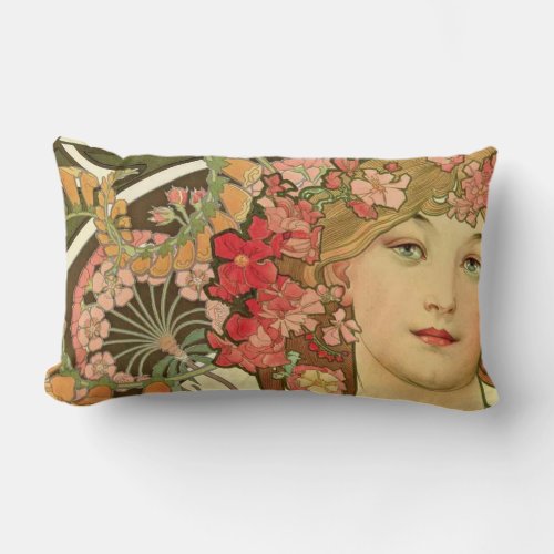 Daydream by Alphonse Mucha Lumbar Pillow