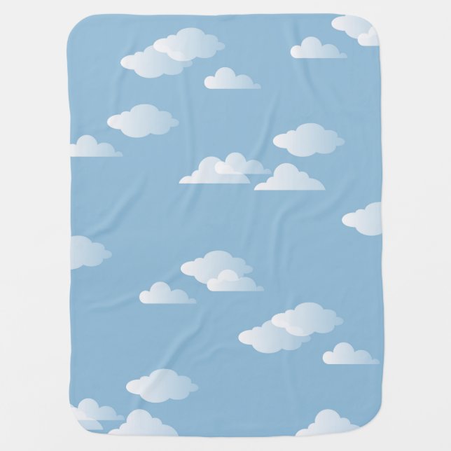 Daydream Clouds Sky Blue White Cloud Print Baby Blanket (Front)