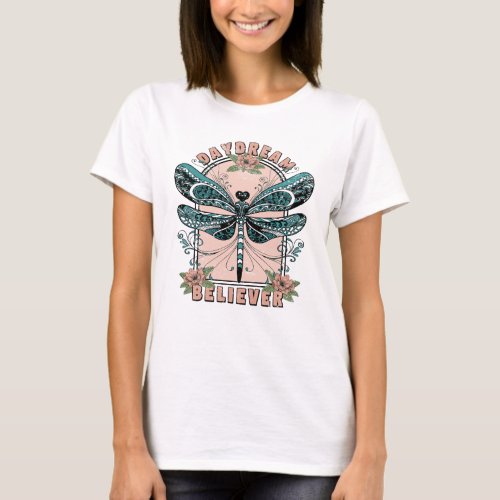 Daydream _ Cute Dragonfly _ Pretty Floral  T_Shirt