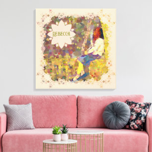 Daydream Girl on Wall Abstract Colorful Geometry Canvas Print