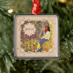 Daydream Girl on Wall Abstract Colorful Geometry Metal Ornament