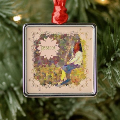 Daydream Girl on Wall Abstract Colorful Geometry Metal Ornament