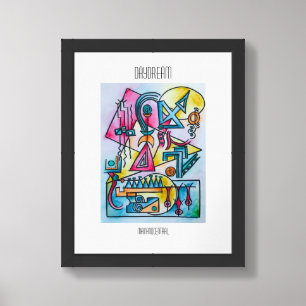 Daydream-Whimsical Abstract Geometric Watercolor  Framed Art