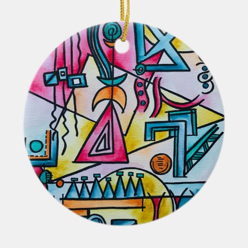 Daydream_Whimsical Hand Painted Abstract Art Ceramic Ornament