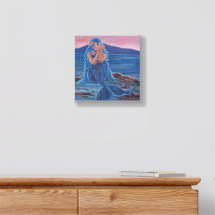 Daydreamer blue mermaid poster by Renee Acrylic Photo Tile