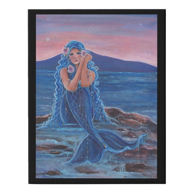 Daydreamer blue mermaid poster by Renee Faux Canvas Print (Front)
