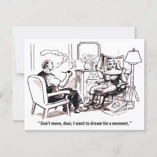 Daydreamer, Man and Woman relationship, Humor, Postcard