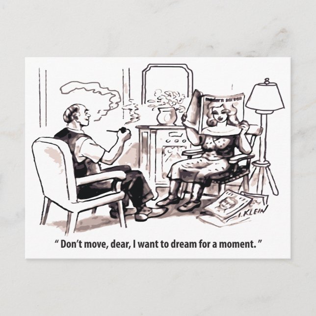 Daydreamer, Man and Woman relationship, Humor, Postcard (Front)