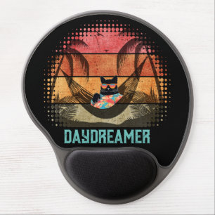 Daydreaming Cool Cat's Tropical Escape Gel Mouse Pad