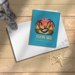 Daydreaming Cool Cat's Tropical Escape Thank You Card