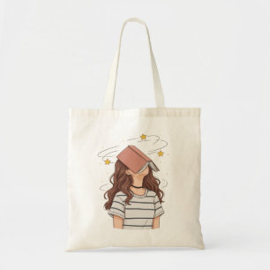 Daydreaming Reader   Whimsical Book on Head Tote Bag
