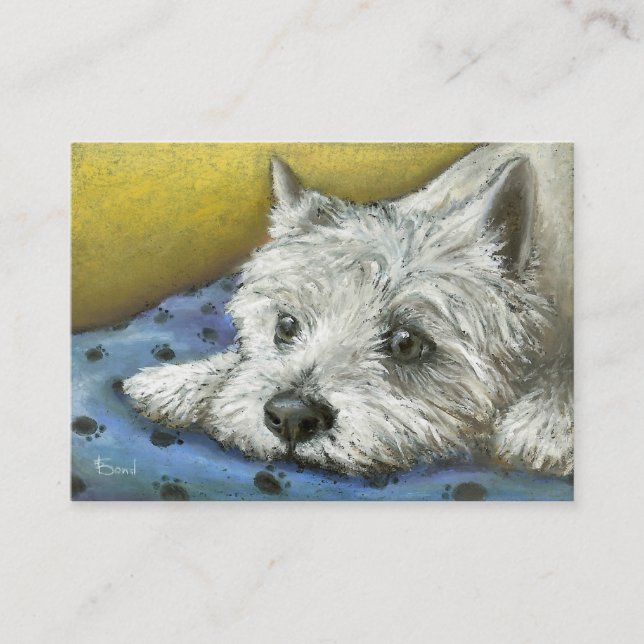 Daydreaming Westie ACEO prints Business Card (Front)
