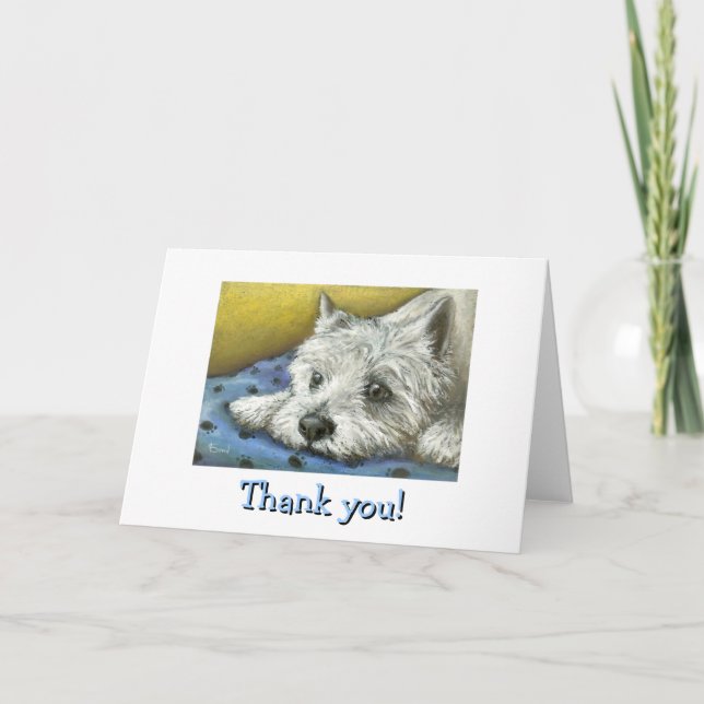 Daydreaming Westie Letterpress Thank You Card (Front)