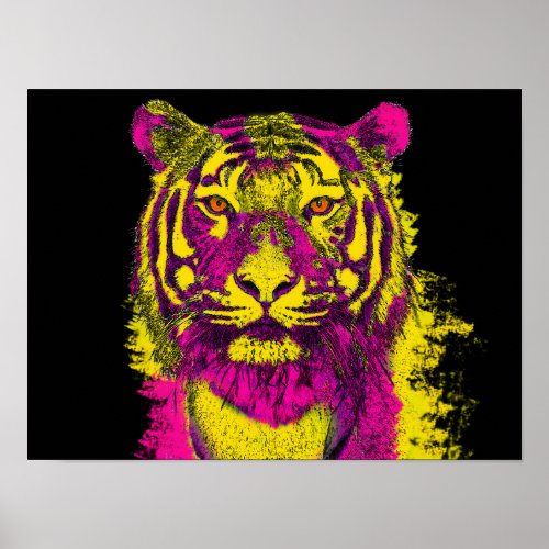 Dayglo tiger art style poster