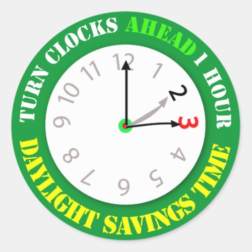 Daylight Savings Time Reminder Classic Round Sticker